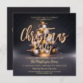 Uitnodiging voor gouden kerstfeestdagen (Voorkant / Achterkant)