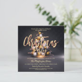 Uitnodiging voor gouden kerstfeestdagen (Staand voorkant)