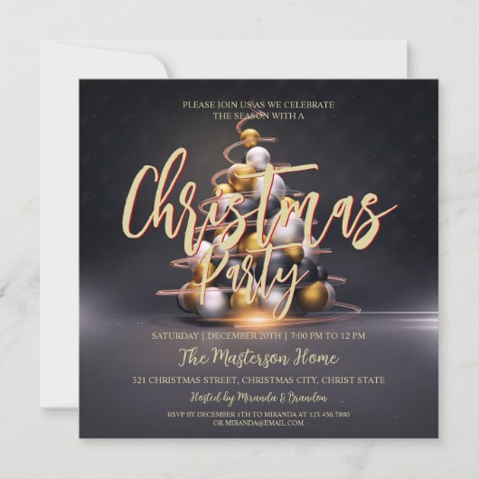 Uitnodiging voor gouden kerstfeestdagen (Voorkant)