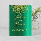 Uitnodiging voor gouden kleuren in Indiase stijl (Staand Voorkant)