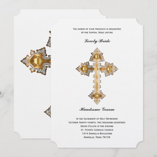 Uitnodiging voor gouden kruiskatholieke bruiloft (Voorkant / Achterkant)