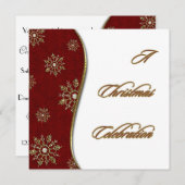 Uitnodiging voor Gouden Sneeuwvlok Kerstfeest (Voorkant / Achterkant)