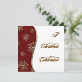 Uitnodiging voor Gouden Sneeuwvlok Kerstfeest (Staand voorkant)