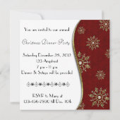 Uitnodiging voor Gouden Sneeuwvlok Kerstfeest (Achterkant)