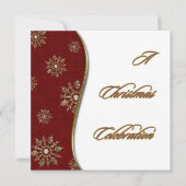 Uitnodiging voor Gouden Sneeuwvlok Kerstfeest (Voorkant)