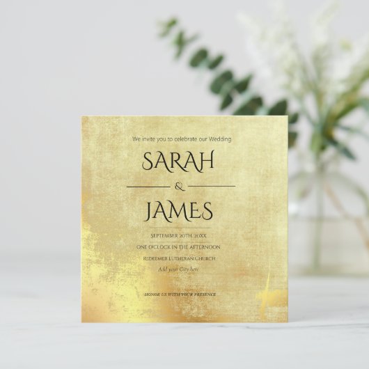  uitnodiging voor gouden textuur (Staand voorkant)