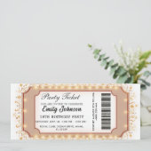 Uitnodiging voor gouden verjaardagsfeestticket 202 (Staand voorkant)