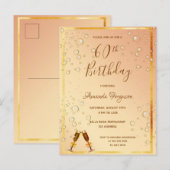 uitnodiging voor gouden zeepbellen op 60e verjaard (Voorkant / Achterkant)