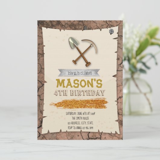 Uitnodiging voor goudkoorts (Staand voorkant)