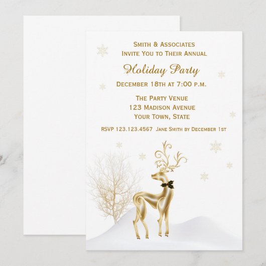 Uitnodiging voor goudrendierfeestdag van Elegant G (Voorkant / Achterkant)