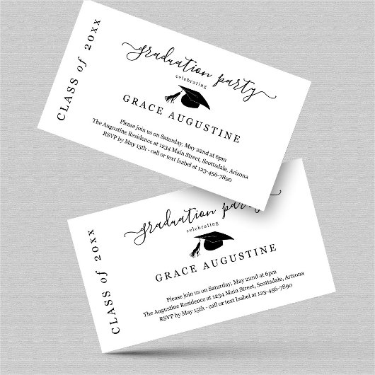 Uitnodiging voor graduatiepartij Invoegen Informatiekaartje