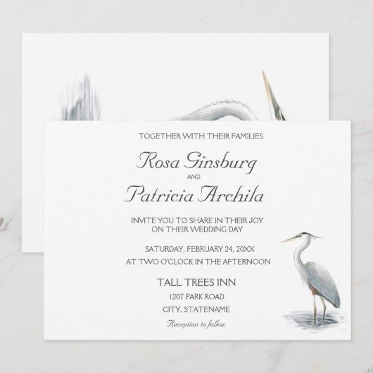 Uitnodiging voor Great Blue Heron (Voorkant / Achterkant)