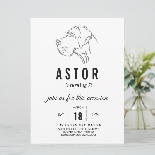 Uitnodiging voor Great Dane Birthday (Staand voorkant)