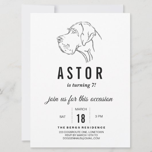 Uitnodiging voor Great Dane Birthday (Voorkant)