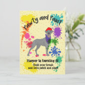 Uitnodiging voor Great Dane Dog Art Birthday Party (Staand voorkant)