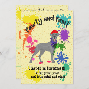 Uitnodiging voor Great Dane Dog Art Birthday Party