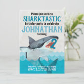Uitnodiging voor Great White Shark Birthday Party (Staand voorkant)