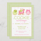 Uitnodiging voor Green Gingham Christmas Cookie Ex (Voorkant / Achterkant)