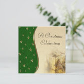 Uitnodiging voor Green Gold Star-kerstfeestvieren (Staand voorkant)