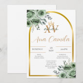 uitnodiging voor Green Quinceanera (Voorkant / Achterkant)