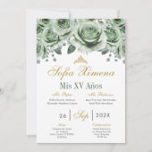 uitnodiging voor Green Quinceanera (Voorkant)