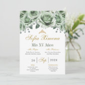 uitnodiging voor Green Quinceanera (Staand voorkant)