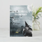 Uitnodiging voor Griezelfeest met Halloween Kostuu (Staand voorkant)