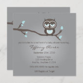 Uitnodiging voor grijze, blauwe en bruine uil (Voorkant / Achterkant)