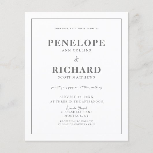 Uitnodiging voor grijze bruiloft aan budgettaire k flyer (Voorkant)