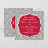 uitnodiging voor grijze en rode bruiloft (Voorkant / Achterkant)