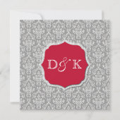 uitnodiging voor grijze en rode bruiloft (Achterkant)