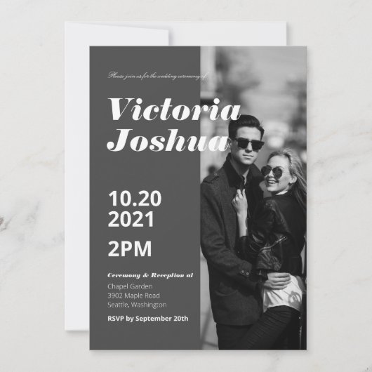 Uitnodiging voor grijze Tone Wedding (Voorkant)