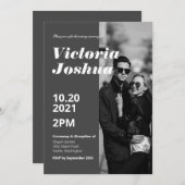 Uitnodiging voor grijze Tone Wedding (Voorkant / Achterkant)