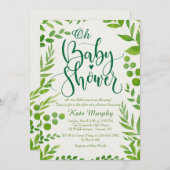 Uitnodiging voor groen Baby shower (Voorkant / Achterkant)