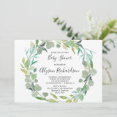 Uitnodiging voor groen baby shower, genderneutraal (Staand voorkant)