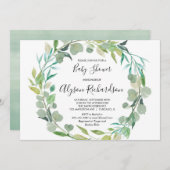 Uitnodiging voor groen baby shower, genderneutraal (Voorkant / Achterkant)