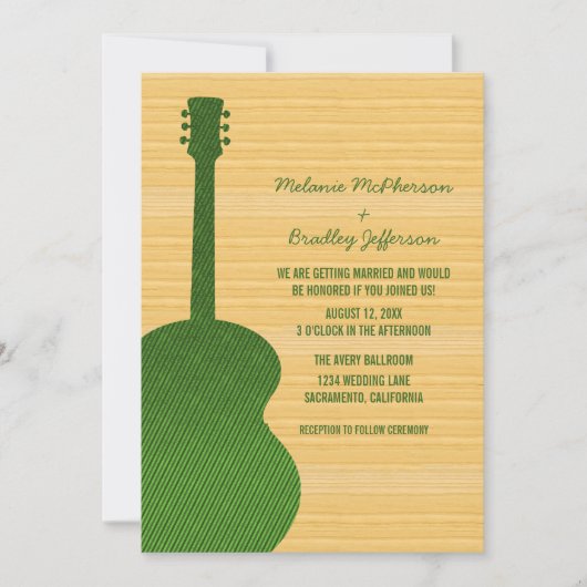 Uitnodiging voor groen land Guitar Wedding (Voorkant)