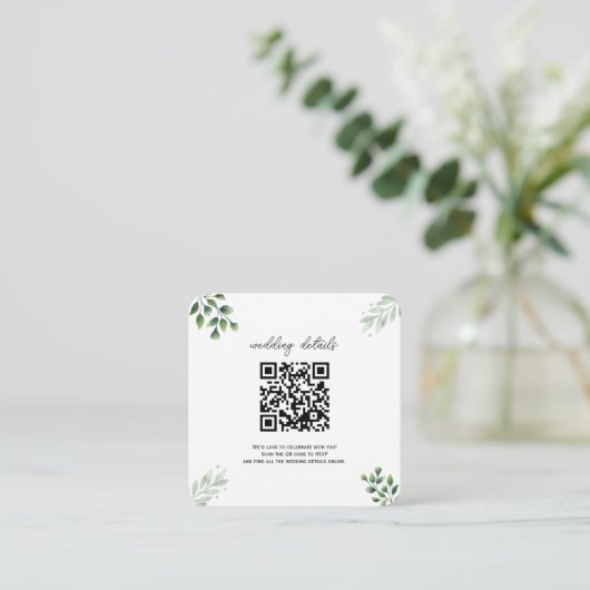 Uitnodiging voor groen QR-code Foto RSVP-behuizing Informatiekaartje (Staand voorkant)