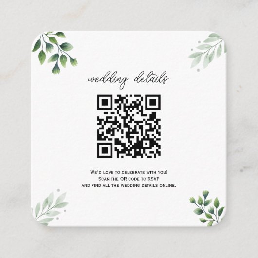Uitnodiging voor groen QR-code Foto RSVP-behuizing Informatiekaartje (Voorkant)
