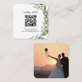 Uitnodiging voor groen QR-code Foto RSVP-behuizing Informatiekaartje