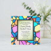 Uitnodiging voor groene accent-huwelijksfeest met  (Staand voorkant)