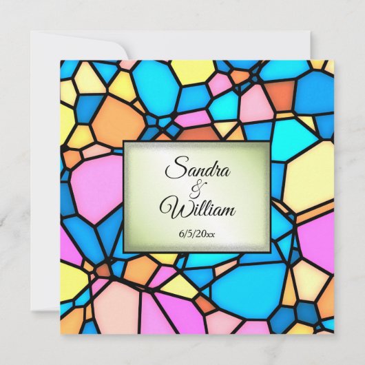 Uitnodiging voor groene accent-huwelijksfeest met  (Achterkant)