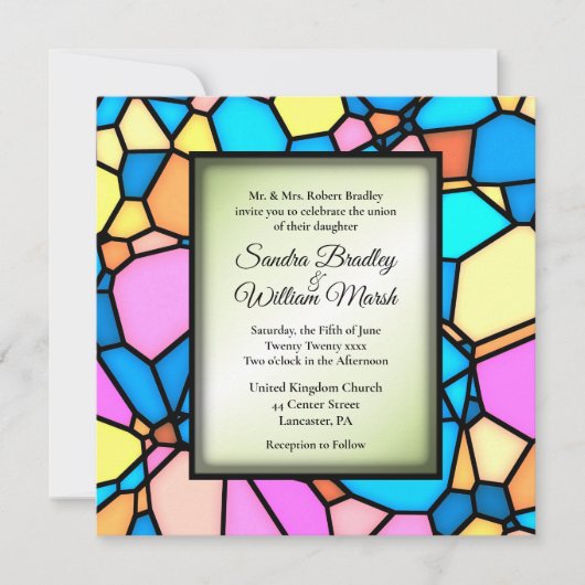 Uitnodiging voor groene accent-huwelijksfeest met  (Voorkant)