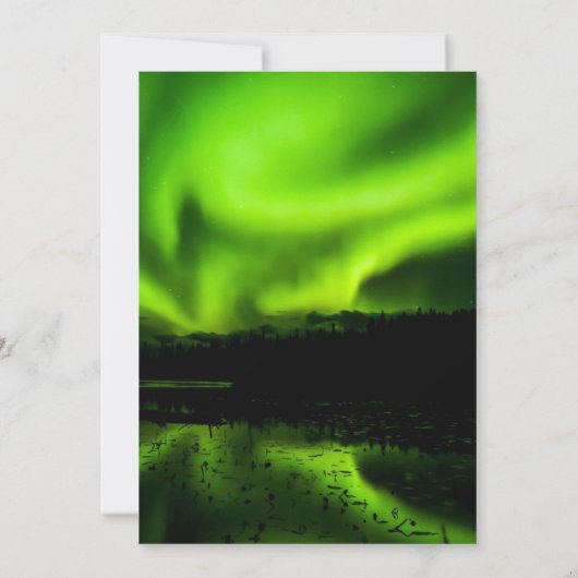 Uitnodiging voor groene Aurora Noordelijke Lichten (Achterkant)