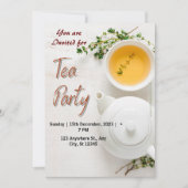 Uitnodiging voor groene biologische theeparty (Voorkant)