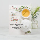 Uitnodiging voor groene biologische theeparty (Staand voorkant)