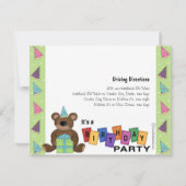 Uitnodiging voor Groene Birthday Cadeau Beer (Achterkant)