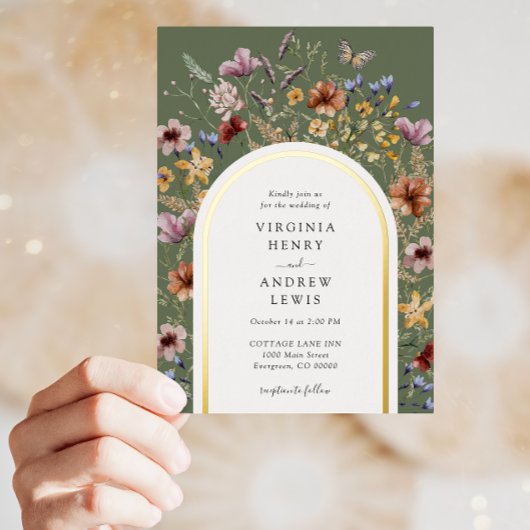 Uitnodiging voor groene Boho Arch Wedding