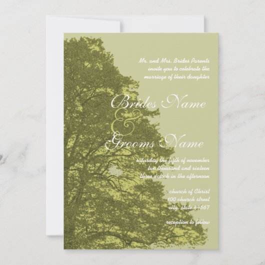 Uitnodiging voor groene boombruiloft (Voorkant)