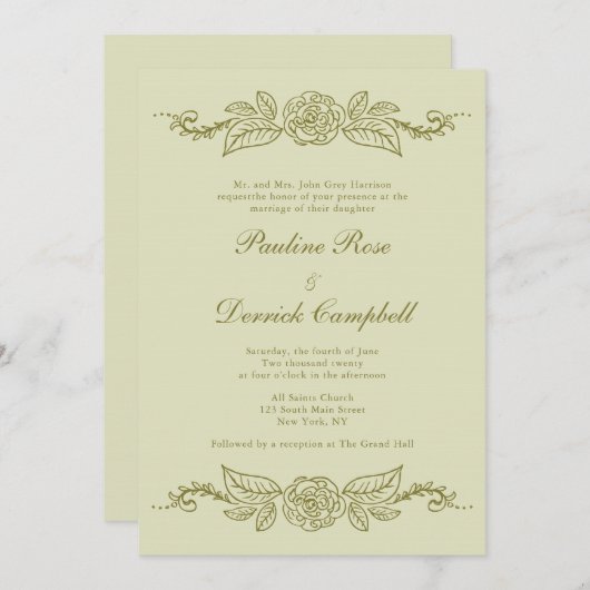 Uitnodiging voor groene bruiloft (Voorkant / Achterkant)